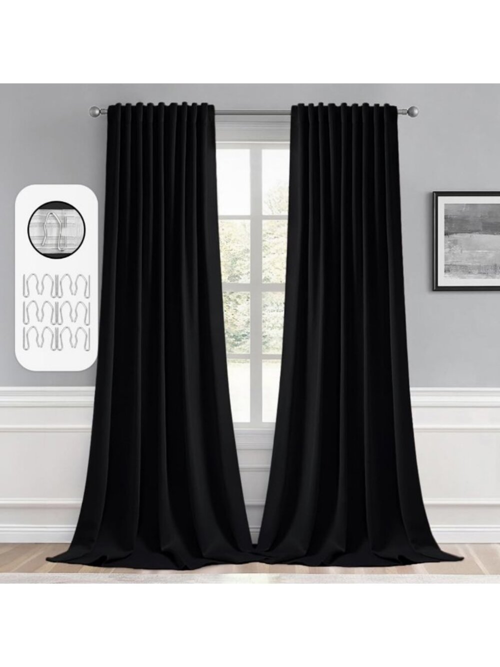 Elegant Blackout Curtains - 52x100 Inch, 2 Panels, Light Blocking, Energy